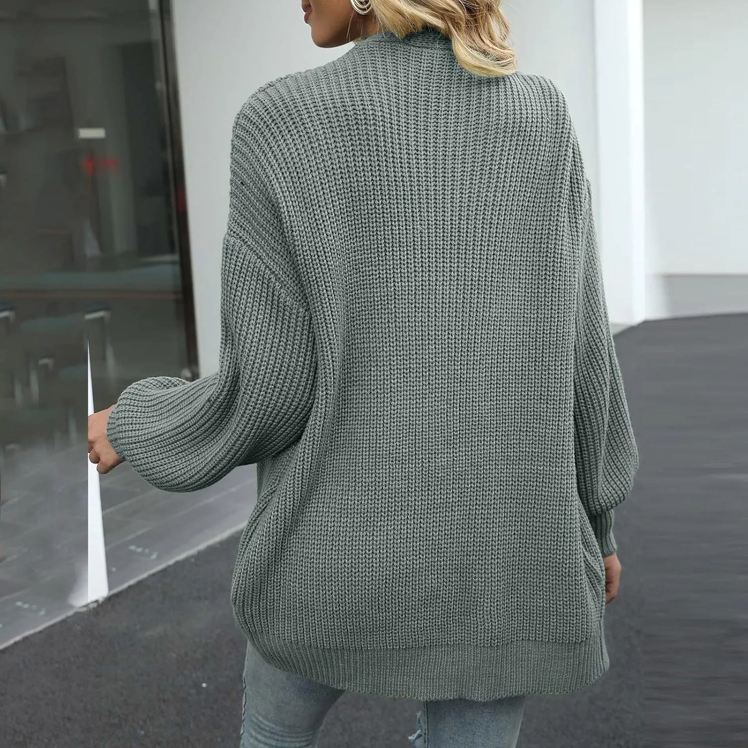 Women's Long Sleeve Open Front Casual Lightweight Soft Knit Cardigan Sweater Outerwear Boyfriend Sweaters for