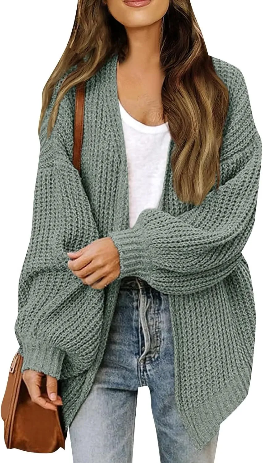 Women's Long Sleeve Open Front Casual Lightweight Soft Knit Cardigan Sweater Outerwear Boyfriend Sweaters for