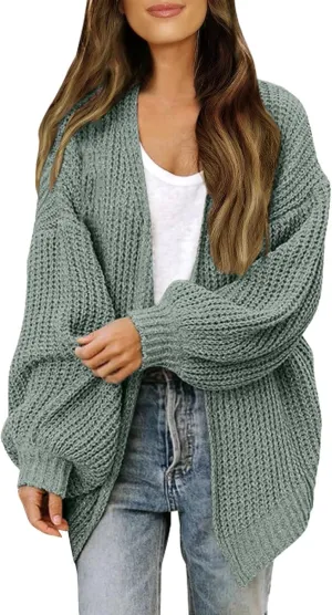 Women's Long Sleeve Open Front Casual Lightweight Soft Knit Cardigan Sweater Outerwear Boyfriend Sweaters for