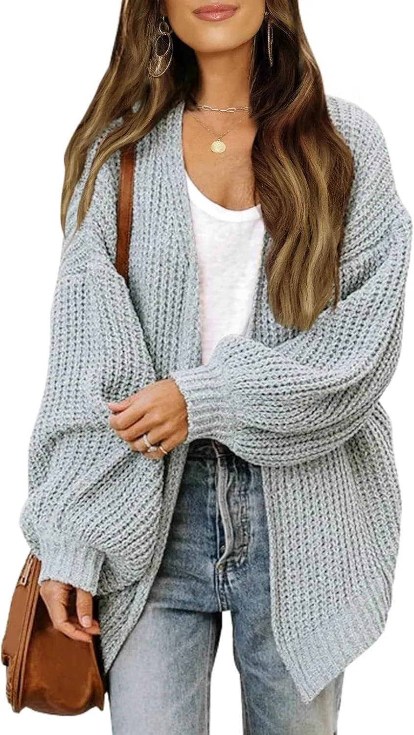 Women's Long Sleeve Open Front Casual Lightweight Soft Knit Cardigan Sweater Outerwear Medium Coat