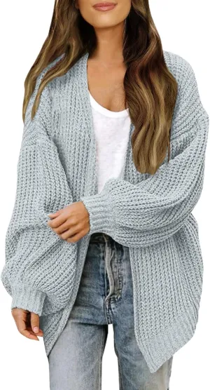 Women's Long Sleeve Open Front Casual Lightweight Soft Knit Cardigan Sweater Outerwear Medium Coat