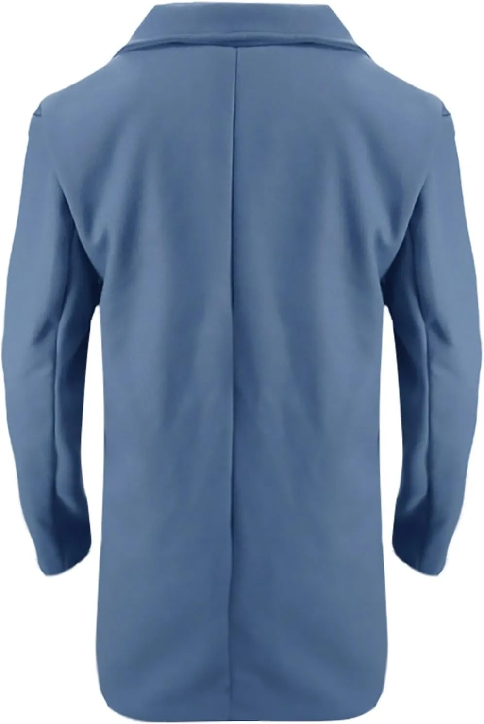 Women's Notched Lapel Wool Coats Mid Long Button Pea Coats Warm Thicken Trench Jacket