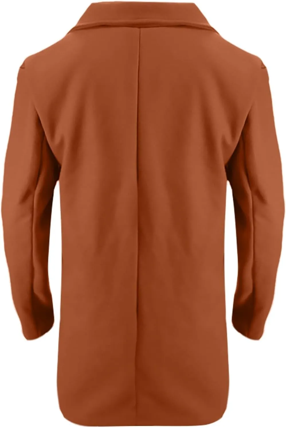 Women's Notched Lapel Wool Coats Mid Long Button Pea Coats Warm Thicken Trench Jacket
