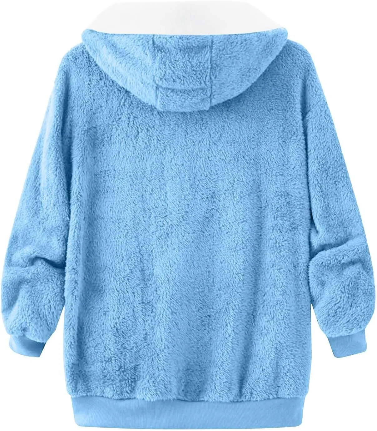 Womens Oversized Zip Up Coat Fuzzy Fleece Sherpa Jacket with Pockets Hoodie Outerwear Fall and Winter