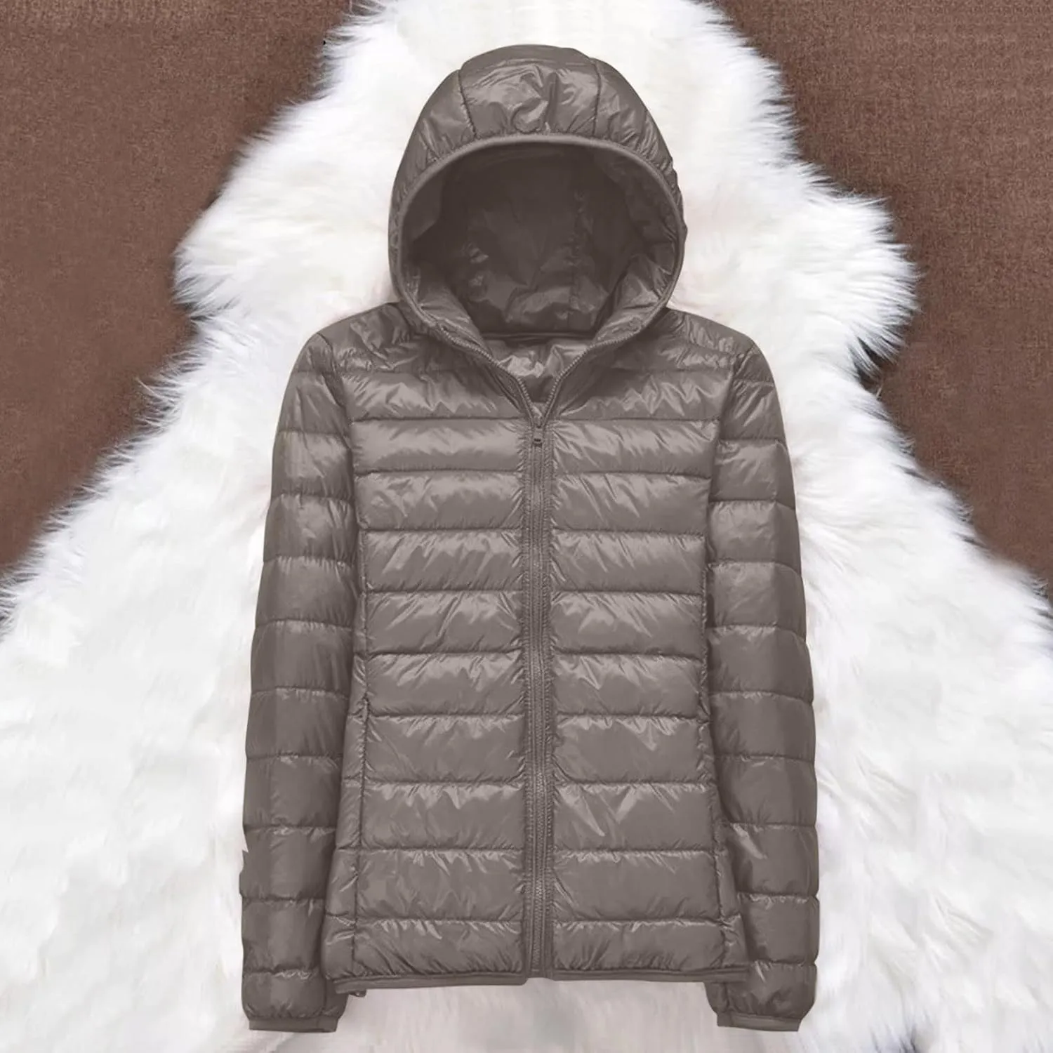 Women's Packable Down Jacket Lightweight Puffer Jackets Hooded 2024 Winter Coat Casual Windproof Outerwear Storage Bag