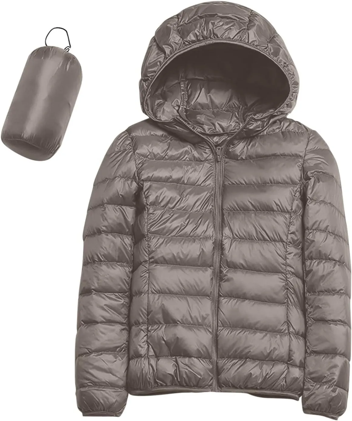 Women's Packable Down Jacket Lightweight Puffer Jackets Hooded 2024 Winter Coat Casual Windproof Outerwear Storage Bag