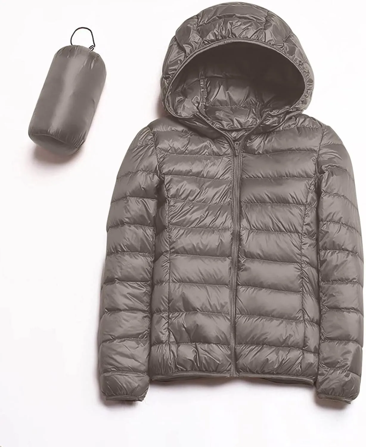 Women's Packable Down Jacket Lightweight Puffer Jackets Hooded 2024 Winter Coat Casual Windproof Outerwear Storage Bag