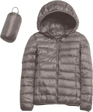 Women's Packable Down Jacket Lightweight Puffer Jackets Hooded 2024 Winter Coat Casual Windproof Outerwear Storage Bag