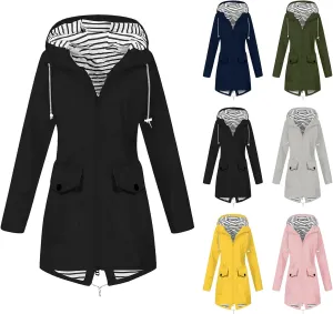 Womens Rain Jacket with Hood Waterproof ski Jacket Lightweight Casual Raincoats Travel Hiking Jackets Lined Pockets