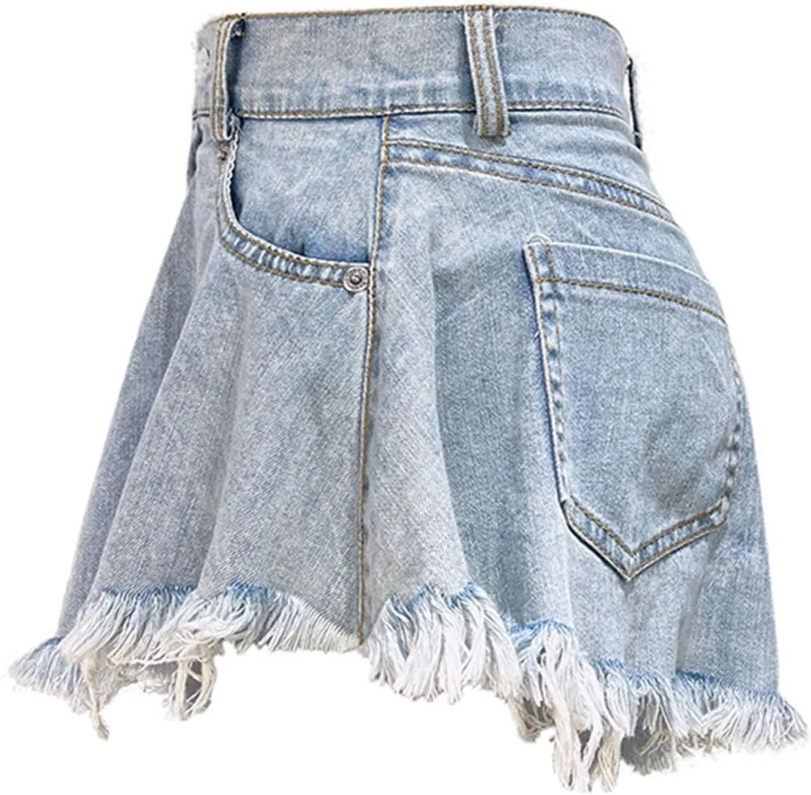 Women's Ripped Denim Shorts Distressed Low Rise Hot Pant Thong Jeans Frayed Summer Distressed Frayed Hem Jean Hot Pants