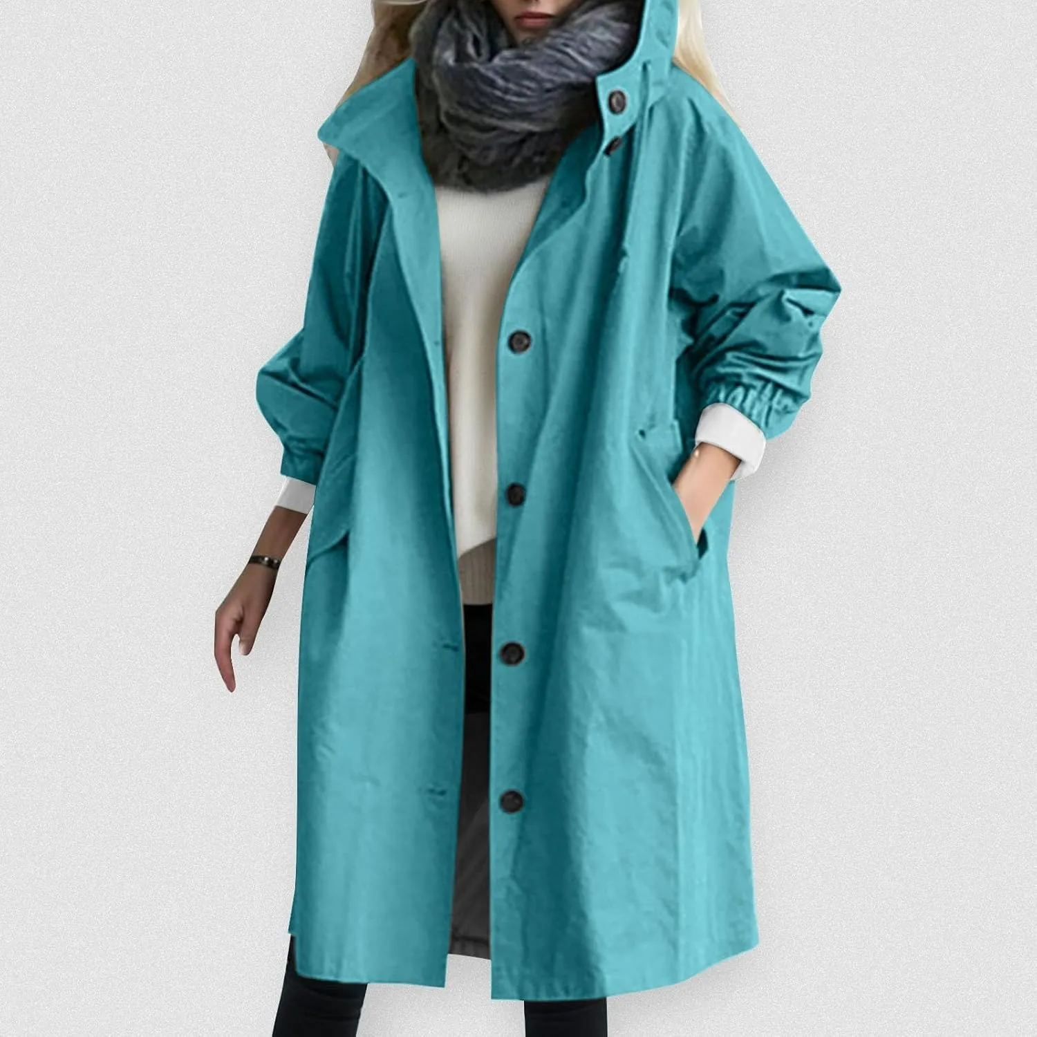 Women's Trench Coat 2024 Long Double-Breasted Fall Fashion Windbreaker Jackets Classic Lapel Slim Overcoat Outerwear