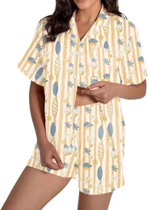 Women's Two Piece Outfits for Women Short Sleeve V Neck Shorts Set Women's Swim Skirts