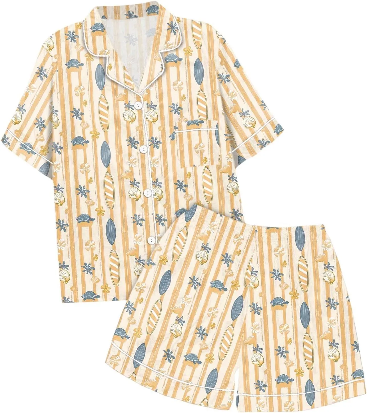 Women's Two Piece Outfits for Women Short Sleeve V Neck Shorts Set Women's Swim Skirts