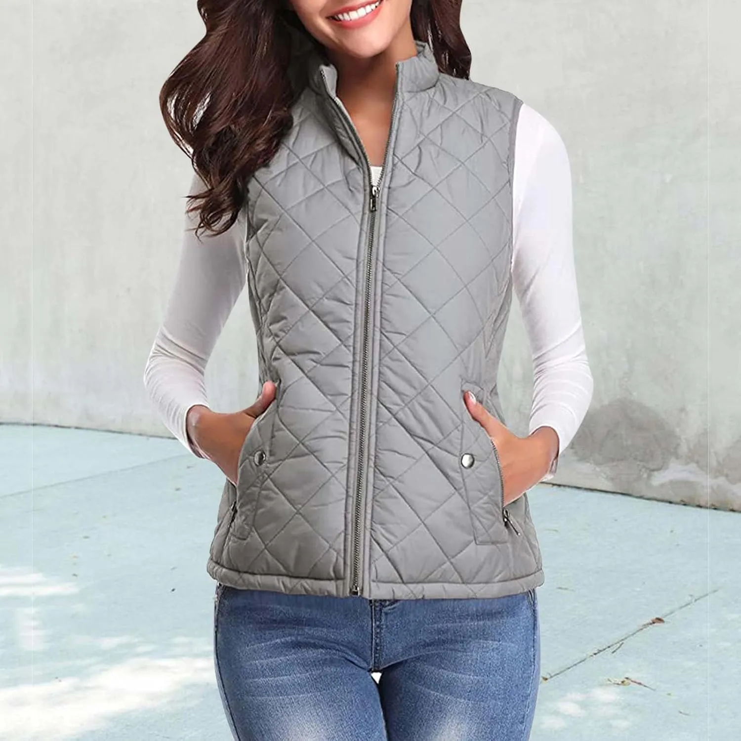 Women's Vest Sleeveless Jacket Coat Casual Autumn Warm Vest Cardigan Zipper Warm and Temperament Vest Coat Bed