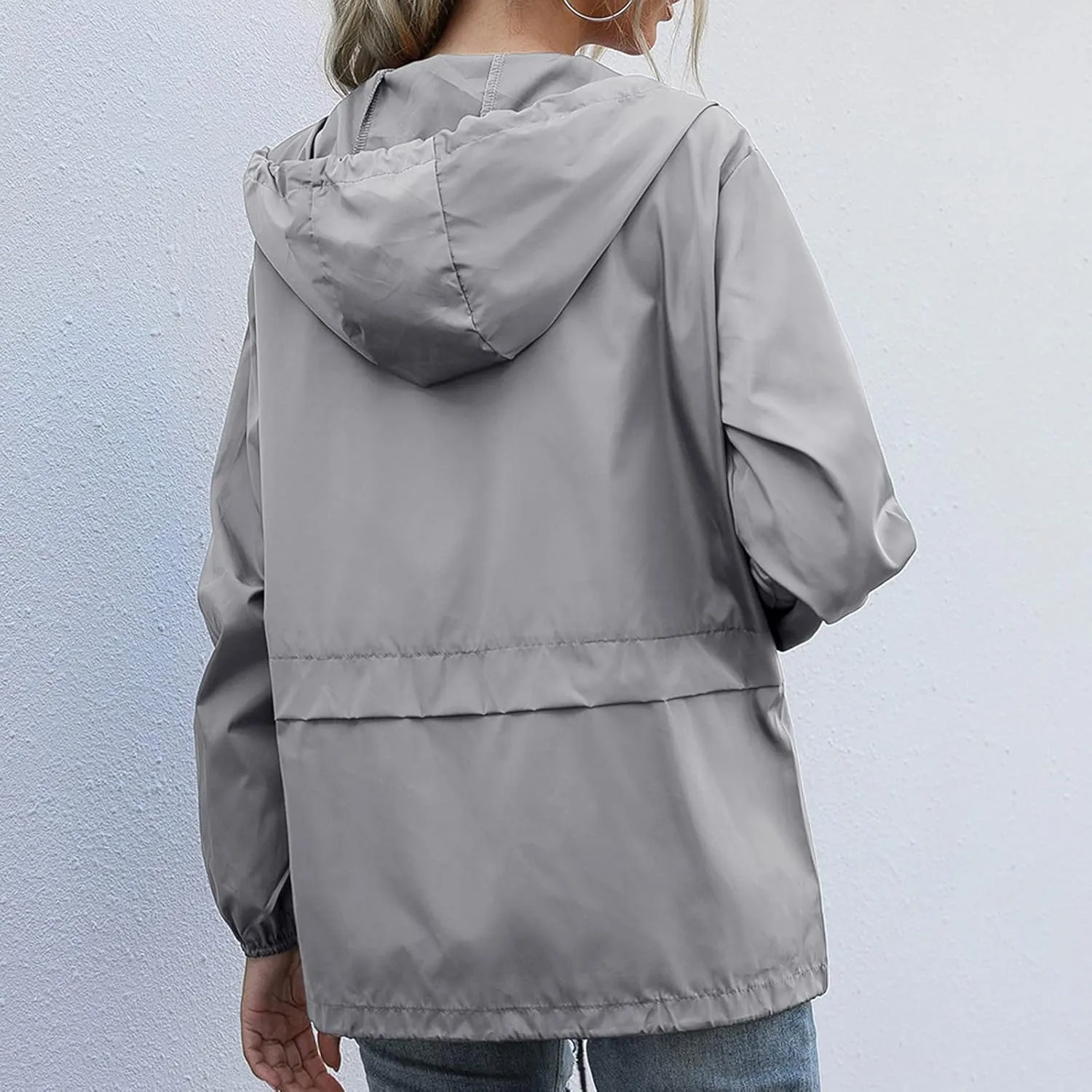 Women's Waterproof Raincoat Lightweight Rain Jacket Hooded Adjustable Windbreaker Rain Coats with Pocket for Outdoor
