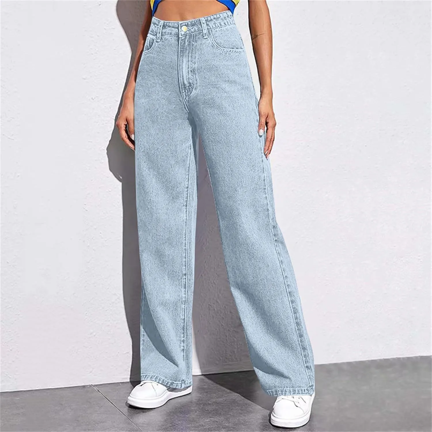 Women's Wide Leg Jeans Womens Jeans High Waisted Denim Pants for Women with Pockets Trendy Casual