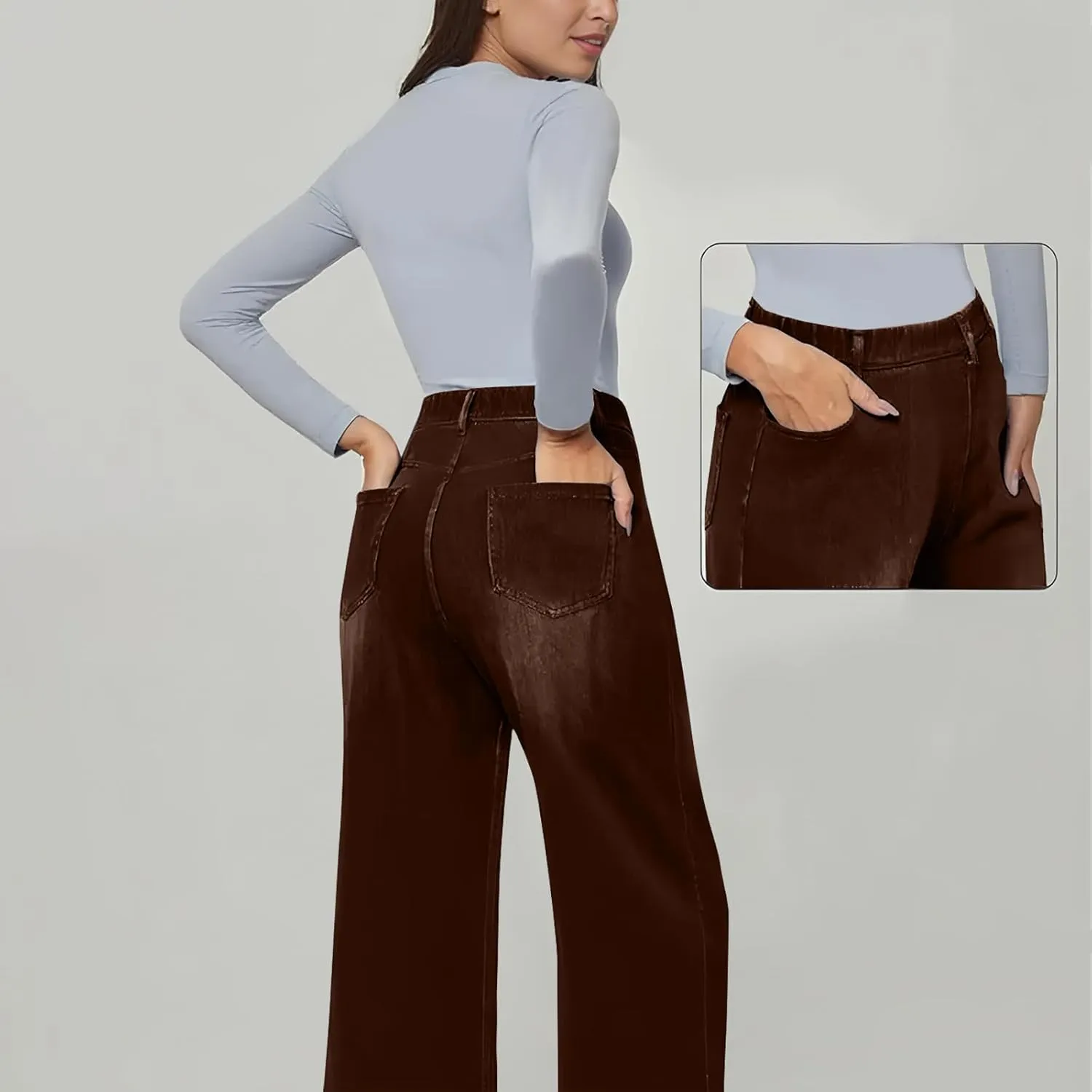 Women's Wide Leg Jeans Womens Jeans High Waisted Denim Pants for Women with Pockets Trendy Casual