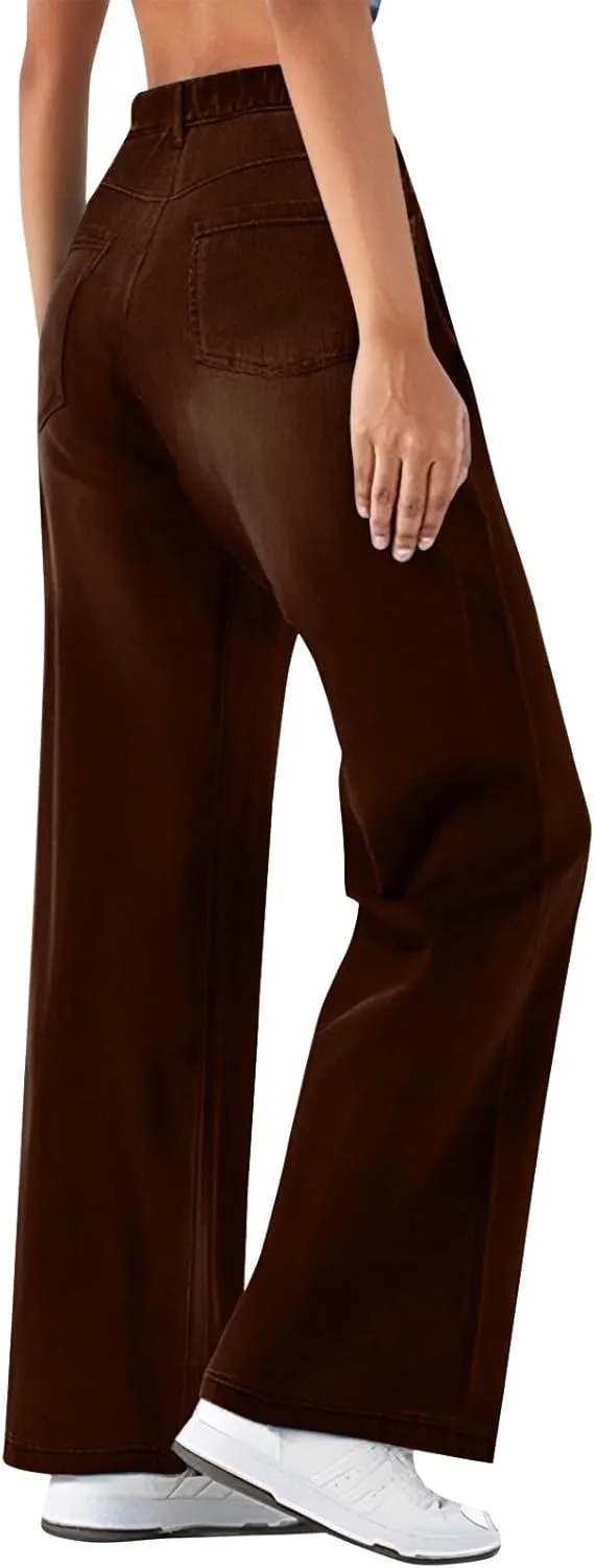 Women's Wide Leg Jeans Womens Jeans High Waisted Denim Pants for Women with Pockets Trendy Casual