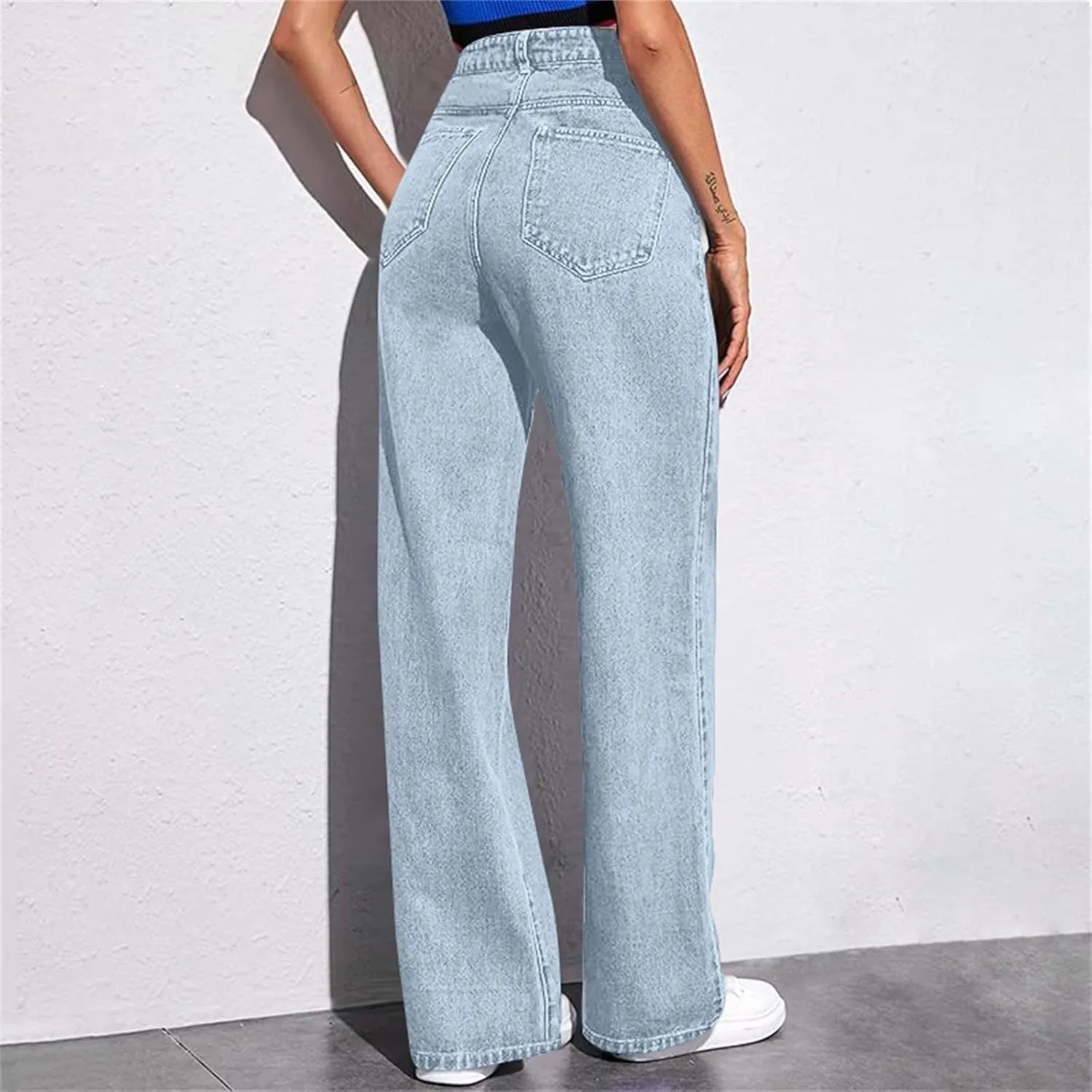 Women's Wide Leg Jeans Womens Jeans High Waisted Denim Pants for Women with Pockets Trendy Casual