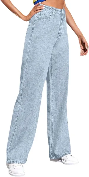 Women's Wide Leg Jeans Womens Jeans High Waisted Denim Pants for Women with Pockets Trendy Casual