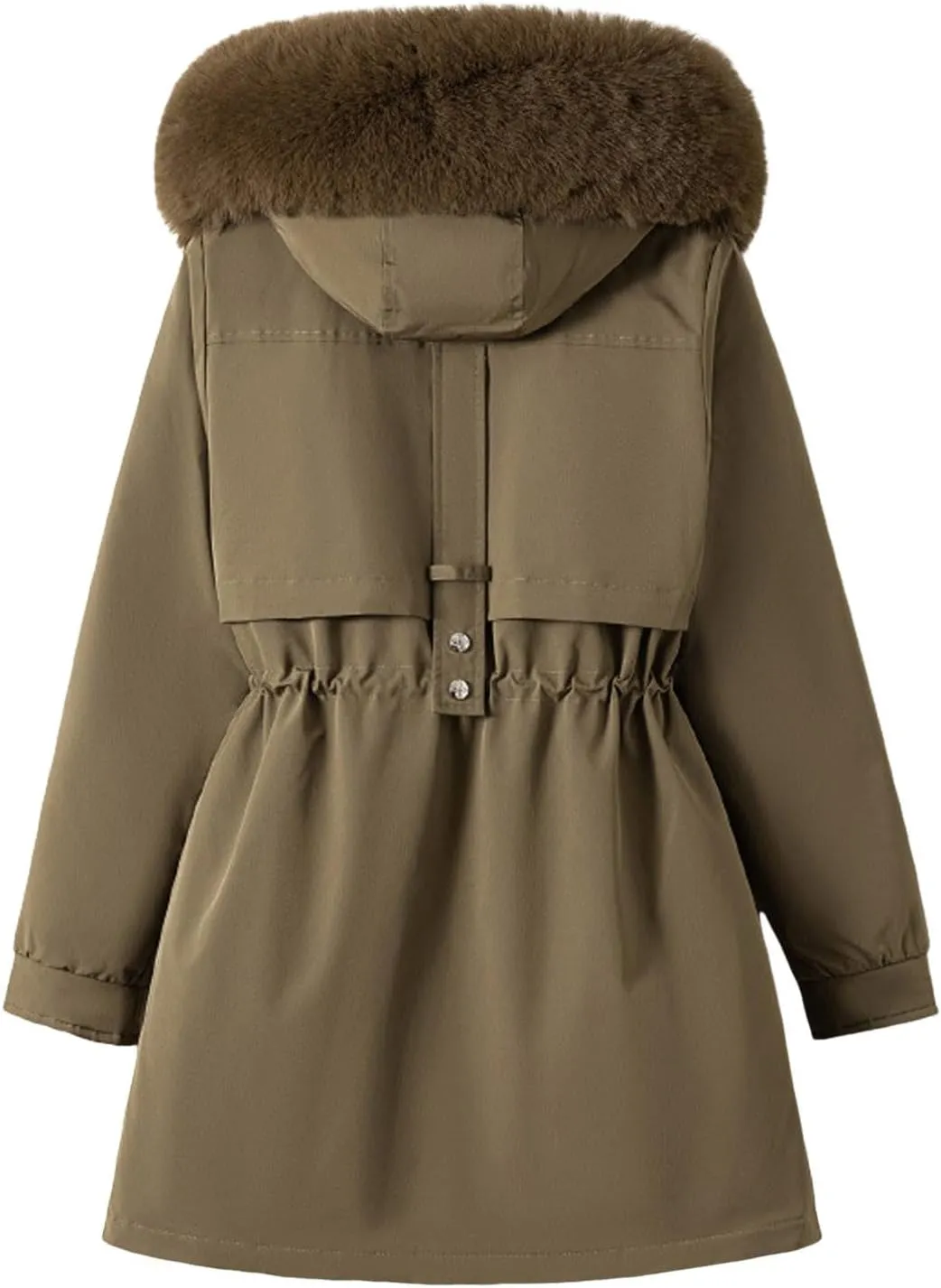 Womens Winter Daily Outdoor Puffer Coats Thick Insulated Slim Down Jackets Long Sleeve Zipper Hooded Pockets Overcoat