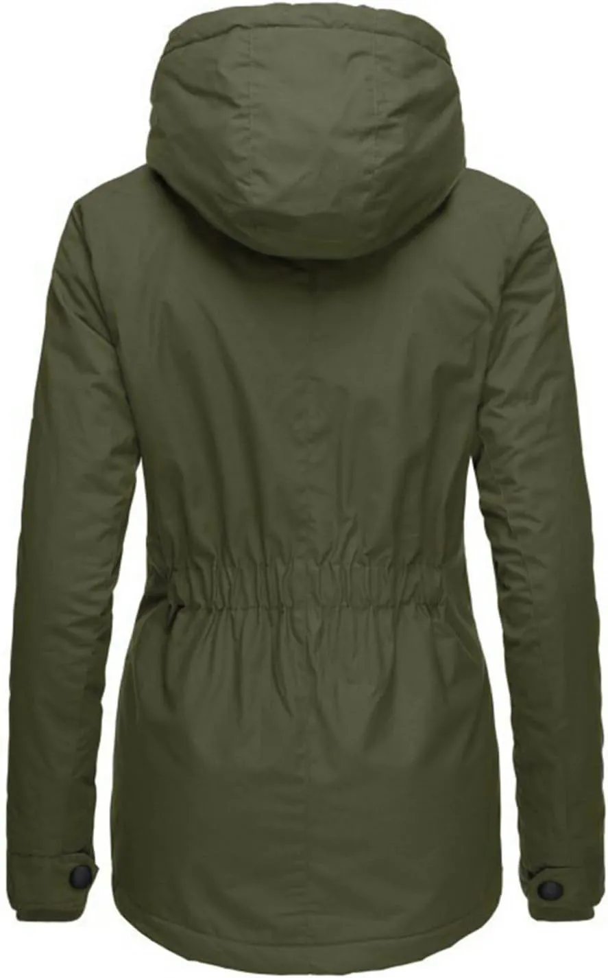 Womens Winter Hooded Pockets Zipper Long Fleece Coat Comfort Warm Fitted Outwear Thicken Daily Home Outdoor Overcoat