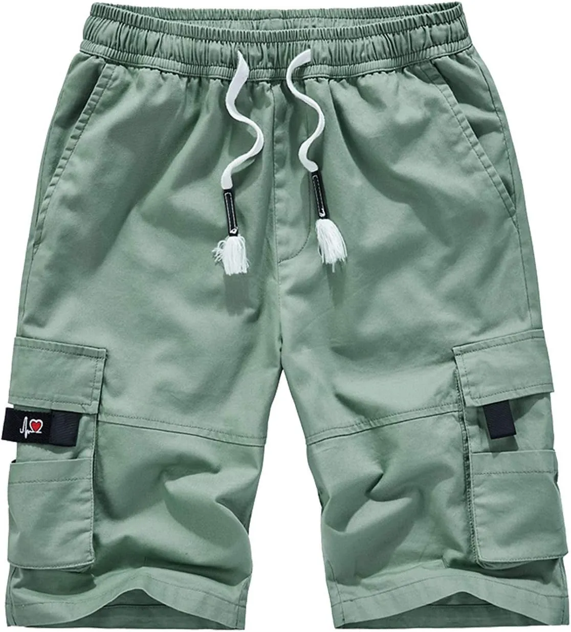 XinYangNi Men's Cargo Shorts Elastic Waist Relaxed Fit Cotton Casual Outdoor Lightweight Work Shorts Multi-Pockets