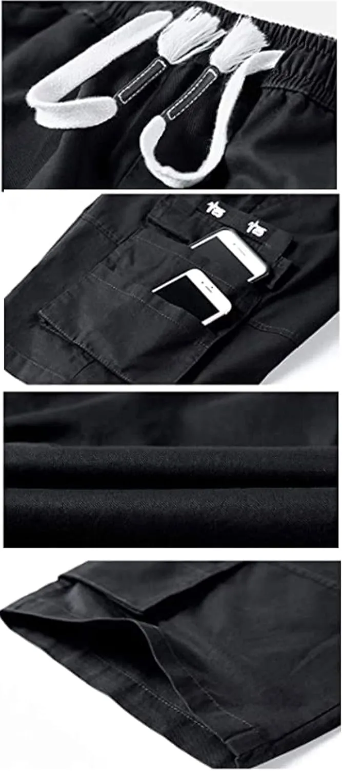 XinYangNi Men's Cargo Shorts Elastic Waist Relaxed Fit Cotton Casual Outdoor Lightweight Work Shorts Multi-Pockets