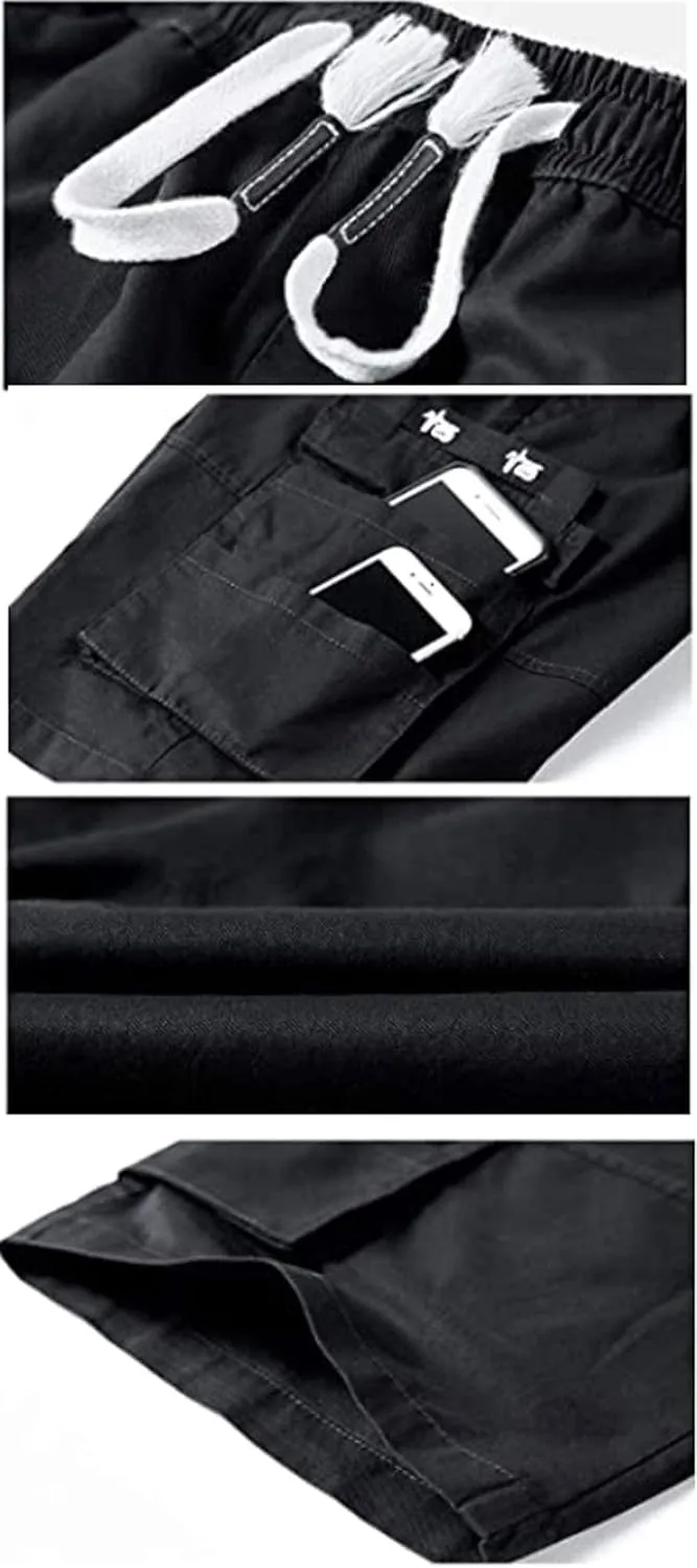 XinYangNi Men's Cargo Shorts Elastic Waist Relaxed Fit Cotton Casual Outdoor Lightweight Work Shorts Multi-Pockets