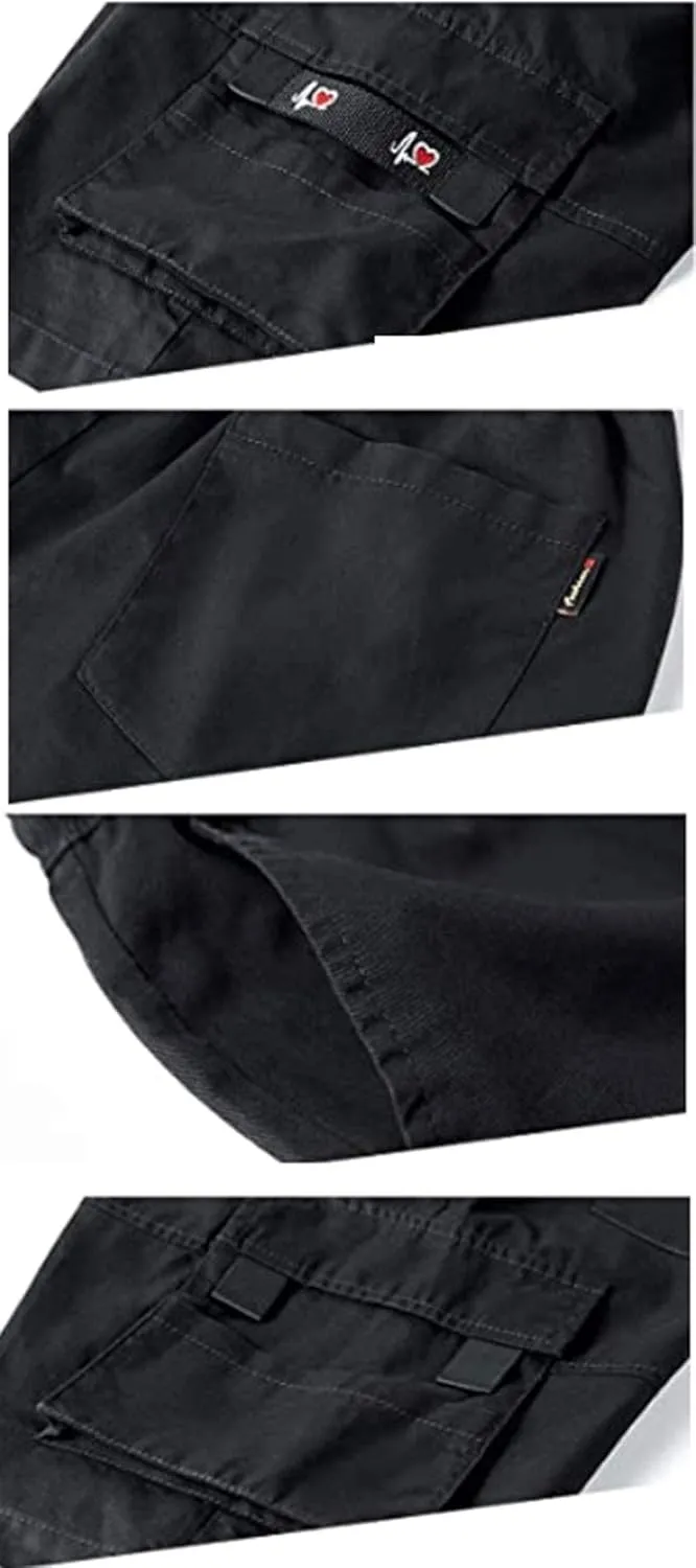 XinYangNi Men's Cargo Shorts Elastic Waist Relaxed Fit Cotton Casual Outdoor Lightweight Work Shorts Multi-Pockets