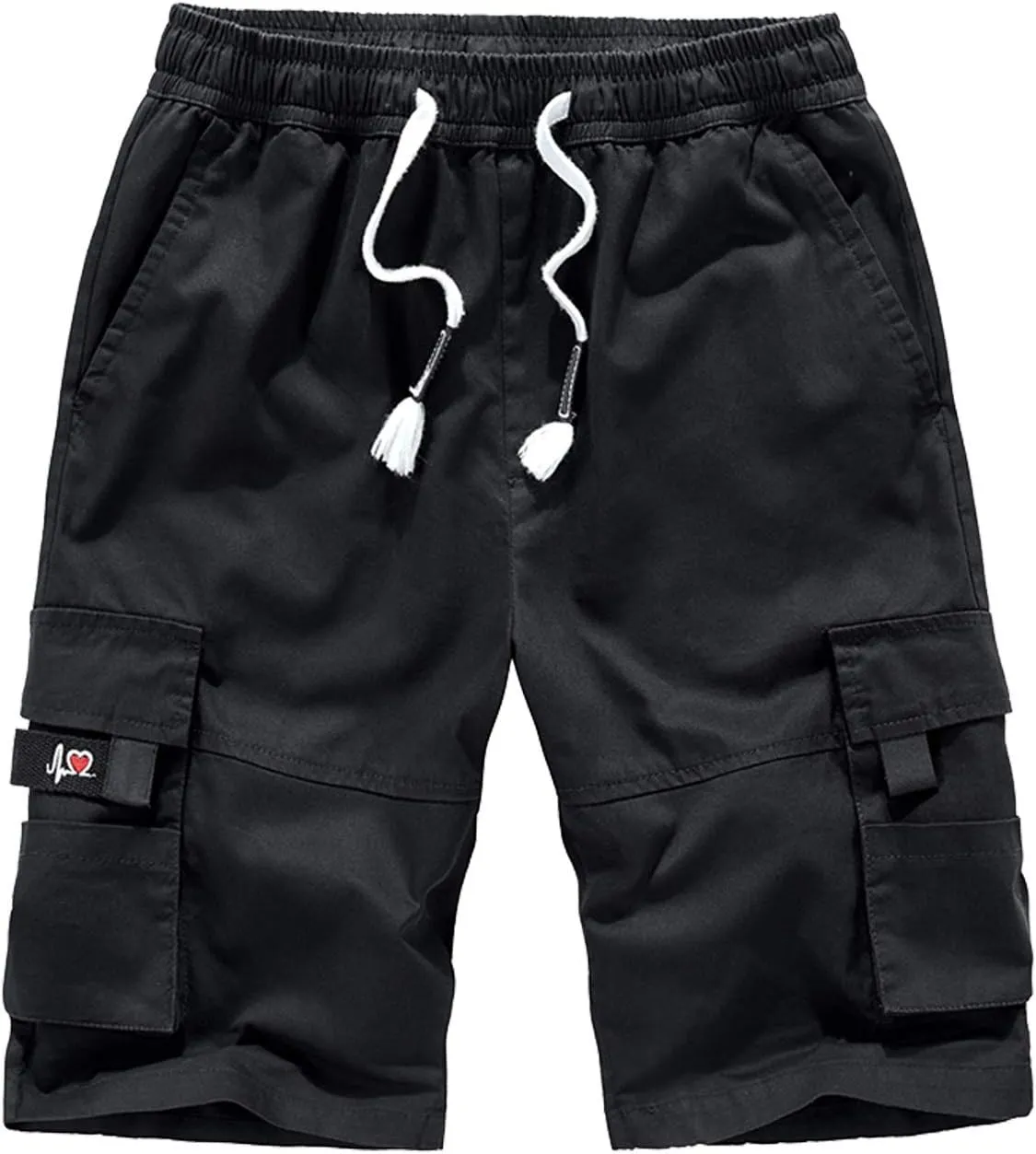 XinYangNi Men's Cargo Shorts Elastic Waist Relaxed Fit Cotton Casual Outdoor Lightweight Work Shorts Multi-Pockets