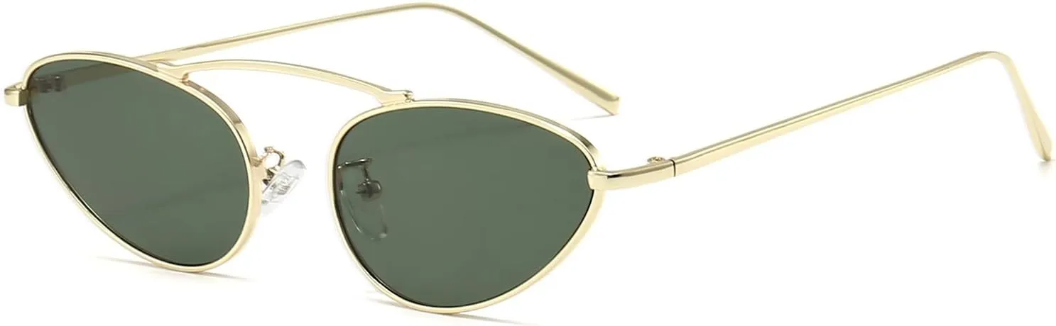 YAMEIZE Trendy Cat Eye Sunglasses - Vintage Metal Frame Eyewear UV400 Protection for Women Men Outdoor
