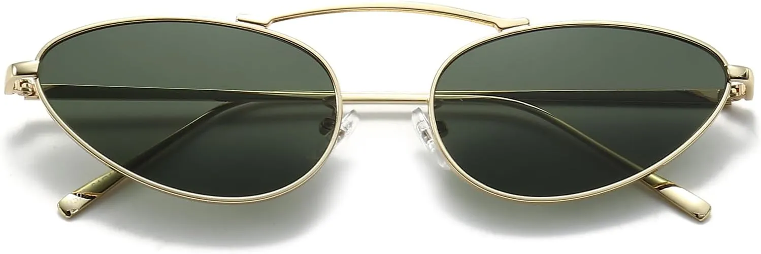 YAMEIZE Trendy Cat Eye Sunglasses - Vintage Metal Frame Eyewear UV400 Protection for Women Men Outdoor