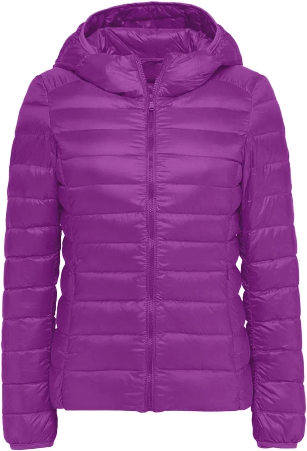 Yanzhenglip 2024 Womens Casual Lightweight Hooded Down Jacket Packable Solid Color Puffer Coats Jacket with Storage Bag