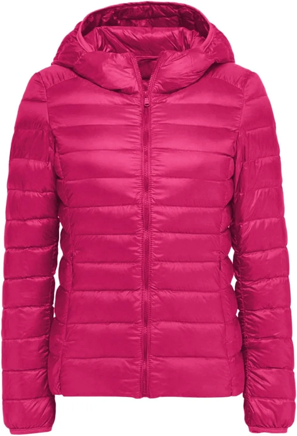 Yanzhenglip 2024 Womens Casual Lightweight Hooded Down Jacket Packable Solid Color Puffer Coats Jacket with Storage Bag