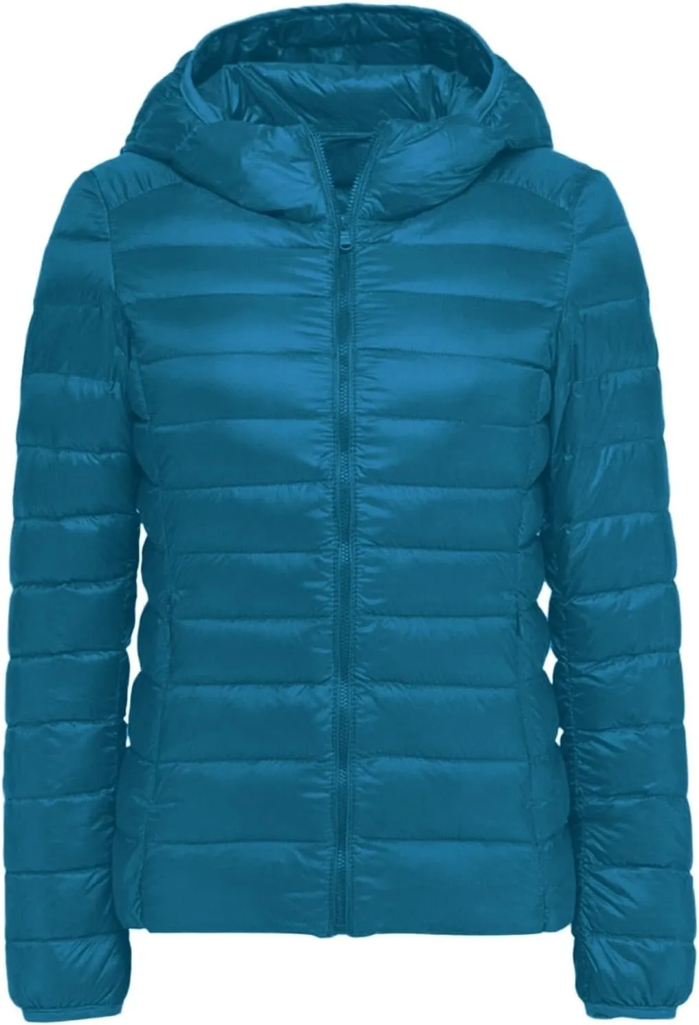 Yanzhenglip 2024 Womens Casual Lightweight Hooded Down Jacket Packable Solid Color Puffer Coats Jacket with Storage Bag