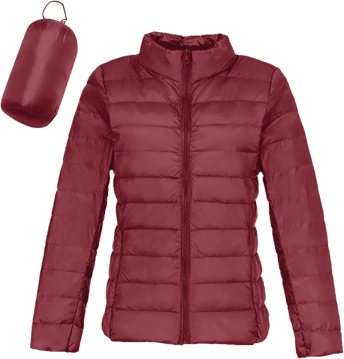 Yanzhenglip 2024 Womens Casual Lightweight Hooded Down Jacket Packable Solid Color Puffer Coats Jacket with Storage Bag