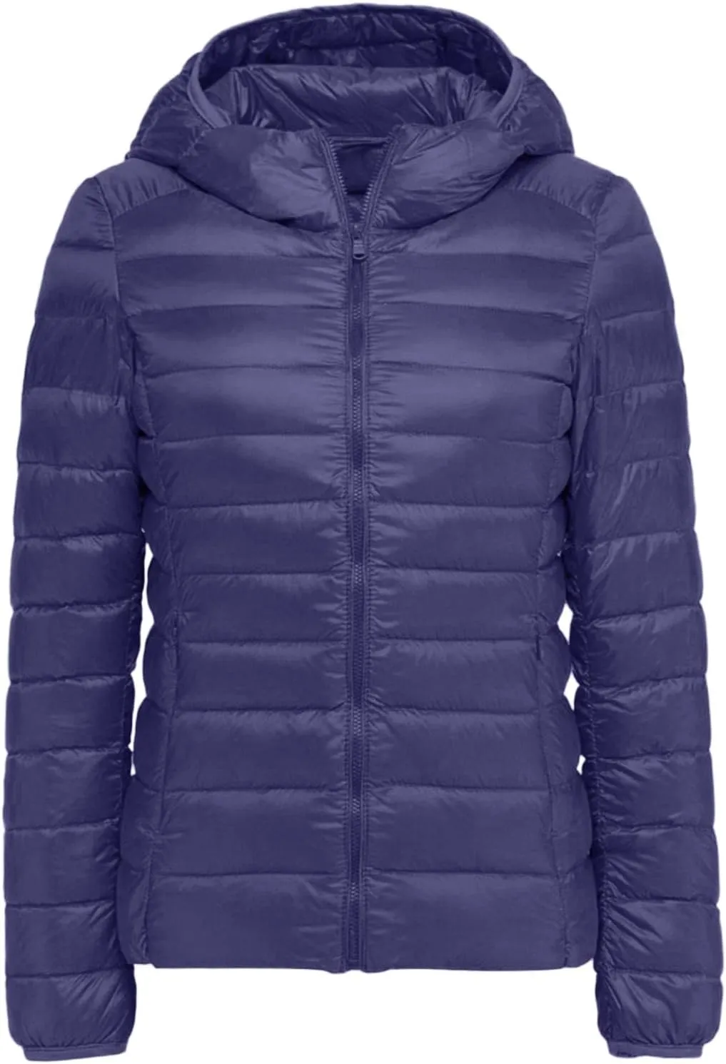 Yanzhenglip 2024 Womens Casual Lightweight Hooded Down Jacket Packable Solid Color Puffer Coats Jacket with Storage Bag