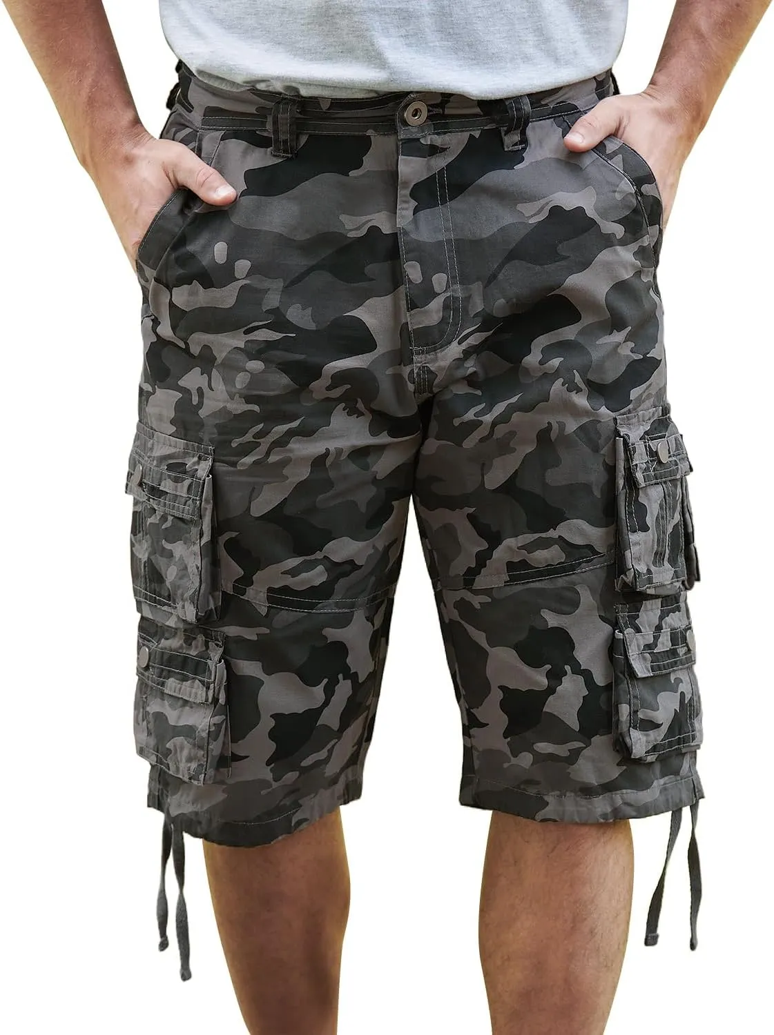 YGREYG Mens Cargo Shorts Long Capri Below The Knee Shorts 3/4 Relaxed Fit Long Shorts with Pockets
