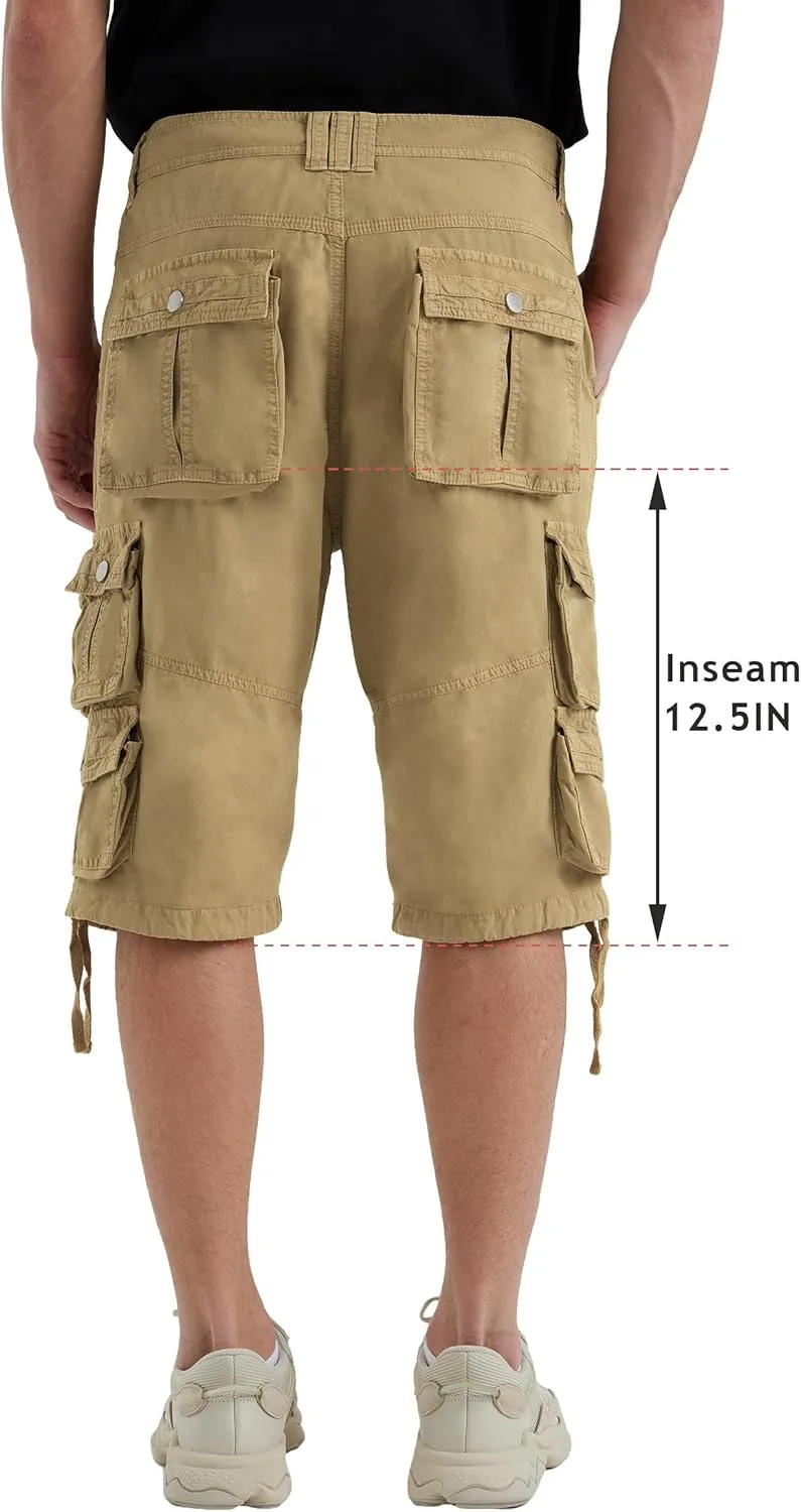 YGREYG Mens Cargo Shorts Long Capri Below The Knee Shorts 3/4 Relaxed Fit Long Shorts with Pockets