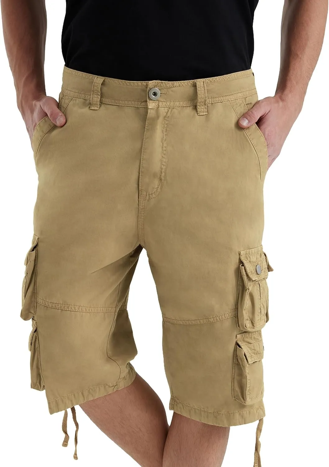 YGREYG Mens Cargo Shorts Long Capri Below The Knee Shorts 3/4 Relaxed Fit Long Shorts with Pockets