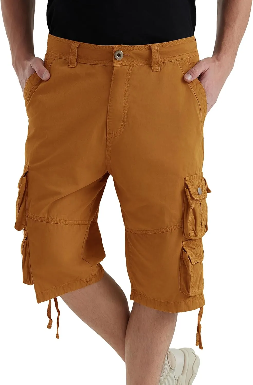 YGREYG Mens Cargo Shorts Long Capri Below The Knee Shorts 3/4 Relaxed Fit Long Shorts with Pockets
