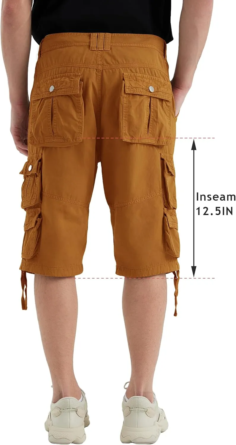 YGREYG Mens Cargo Shorts Long Capri Below The Knee Shorts 3/4 Relaxed Fit Long Shorts with Pockets