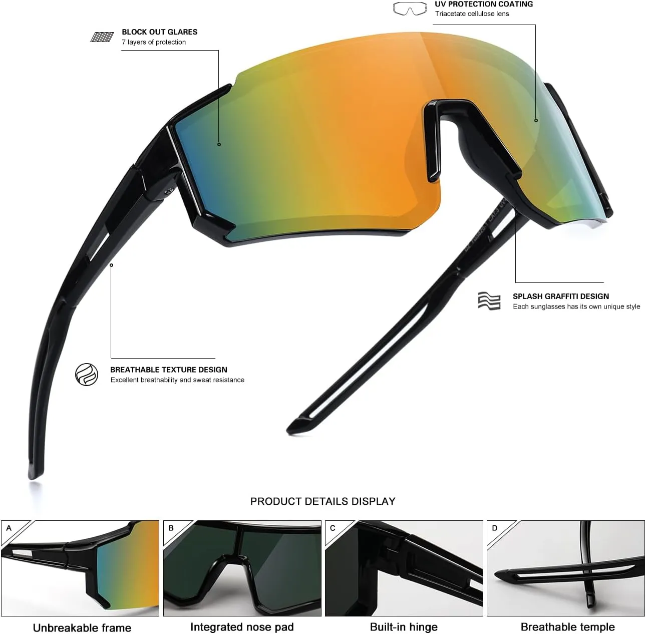 Youth Baseball Sunglasses for Boys Girls Age 6-12 Softball Cycling Sports Sunglasses for Kids Lightweight Frame