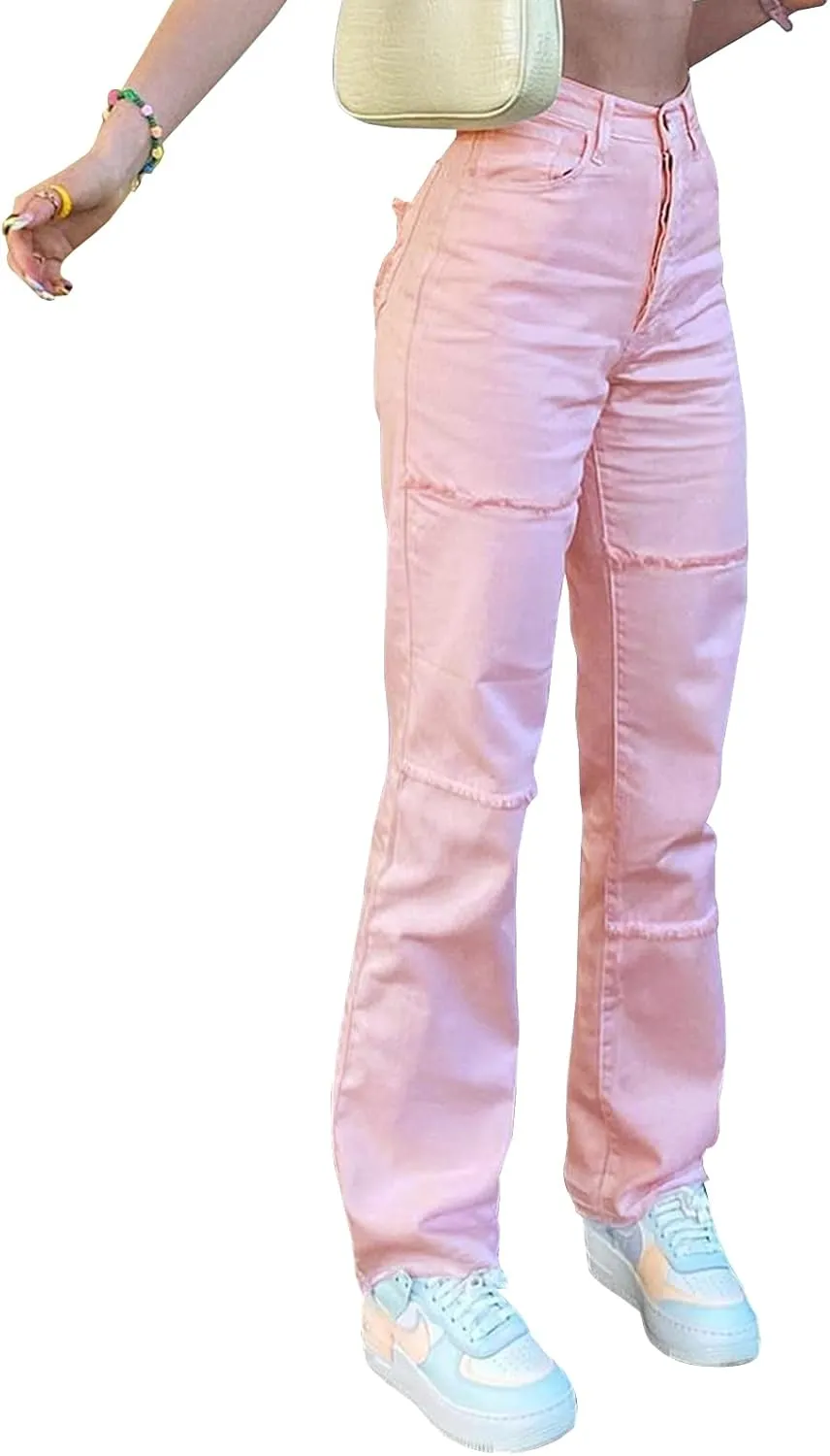 YUZIBAO Baggy Jeans for Women High Waisted Straight Wide Leg Jeans Y2K Boyfriend Stretch Denim Pants