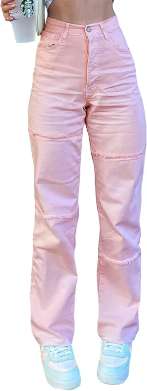 YUZIBAO Baggy Jeans for Women High Waisted Straight Wide Leg Jeans Y2K Boyfriend Stretch Denim Pants