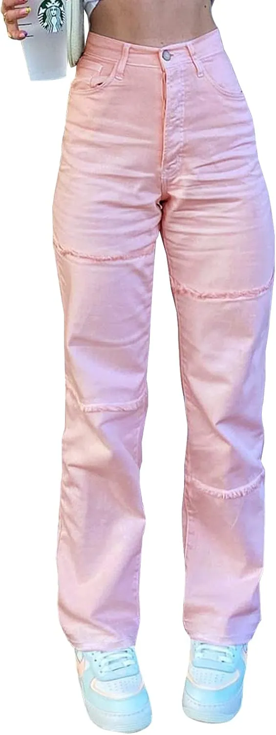 YUZIBAO Baggy Jeans for Women High Waisted Straight Wide Leg Jeans Y2K Boyfriend Stretch Denim Pants