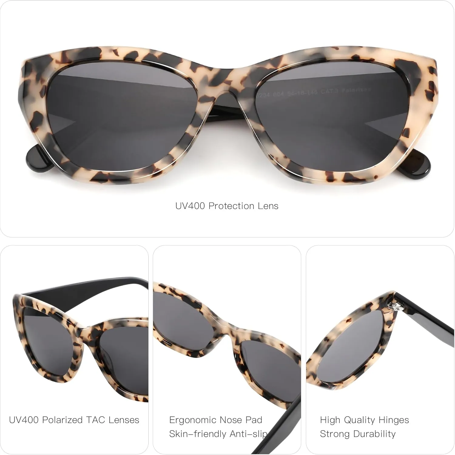 ZENOTTIC Polarized Sunglasses Women Cat-Eye: Trendy Cateye Sunglasses for Woman - Cute Sun Glasses UV400 Protection