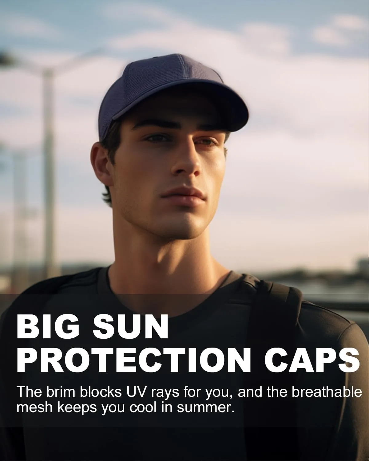 Zylioo Extra Large Mesh Baseball Cap,Big Stretch Fit Sports Caps,Structured Running Hat for Big Heads 21.5"-24.5"