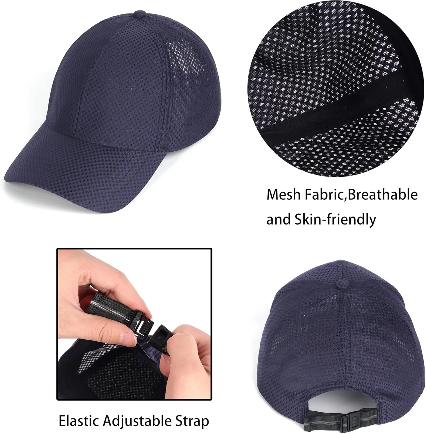Zylioo Extra Large Mesh Baseball Cap,Big Stretch Fit Sports Caps,Structured Running Hat for Big Heads 21.5"-24.5"